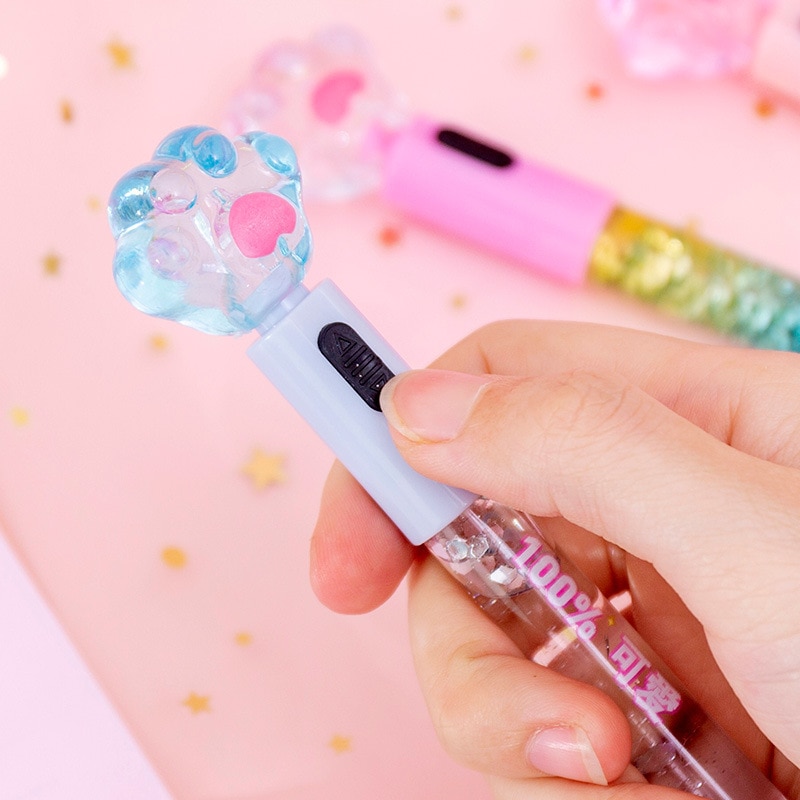 1-pi-ces-Kawaii-chat-griffe-brillant-Gel-stylo-cr-atif-papeterie-Quicksand-stylo-lumineux-LED