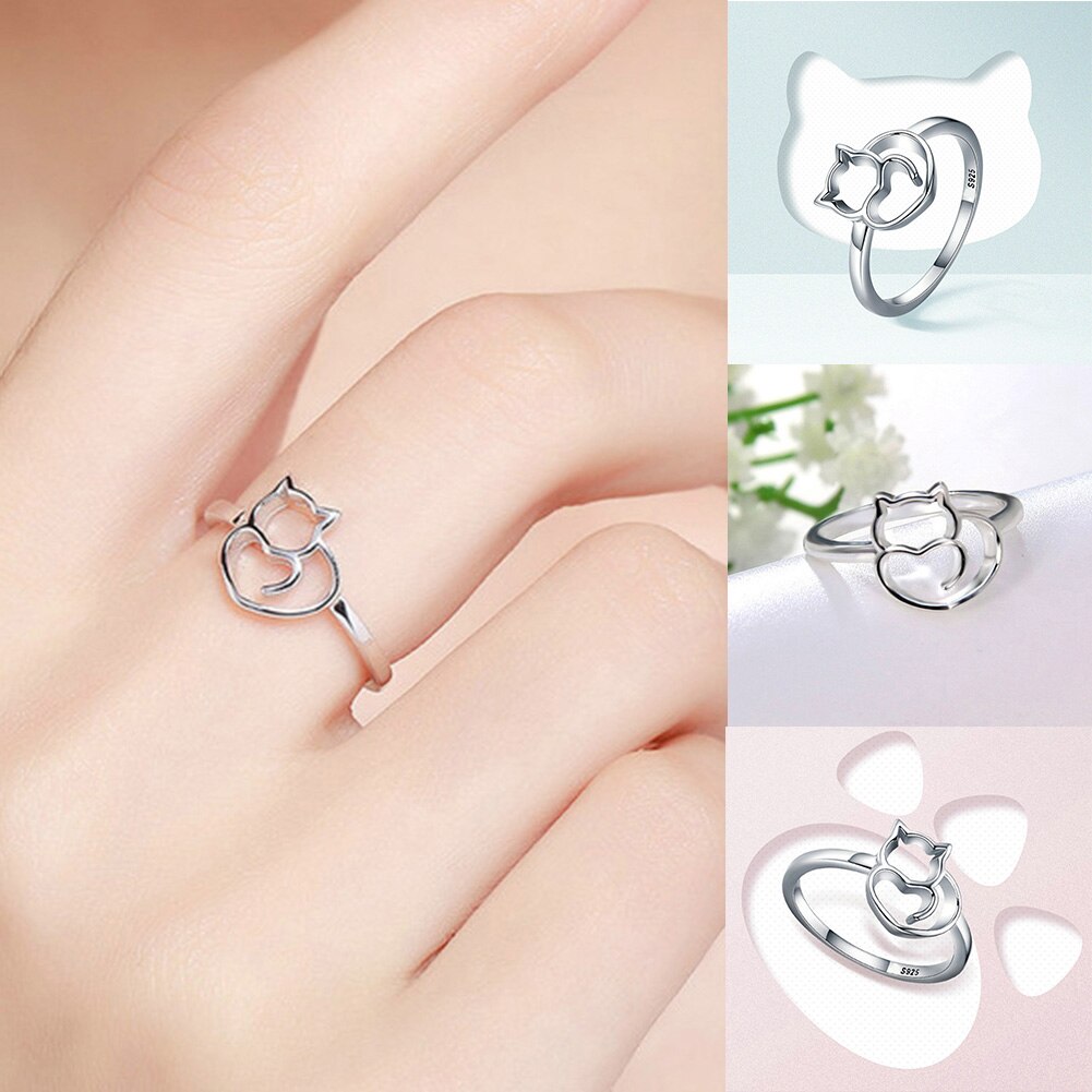 Mode-authentique-vilain-petit-chat-et-coeur-bague-pour-les-femmes-en-argent-Sterling-bijoux-cadeau