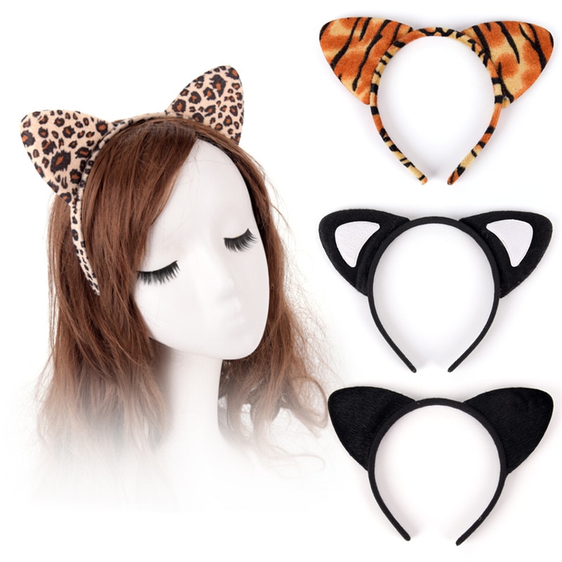 Nouveau-court-en-peluche-tigre-l-opard-chat-oreille-bandeau-mignon-femmes-filles-enfants-f-te