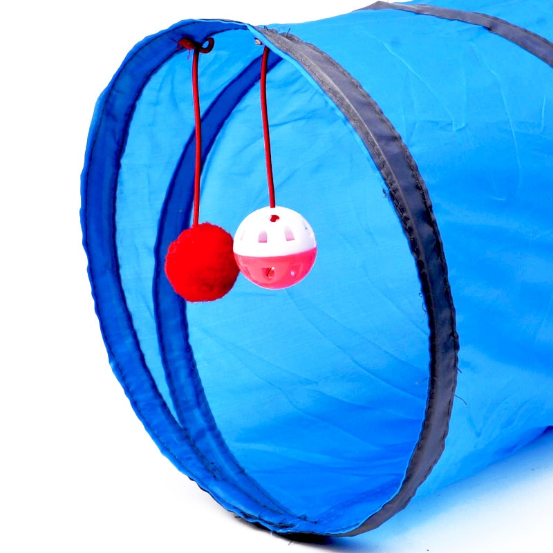 Chat-Tunnel-jouet-dr-le-animal-de-compagnie-2-trous-jouer-Tubes-balles-pliable-froiss-chaton