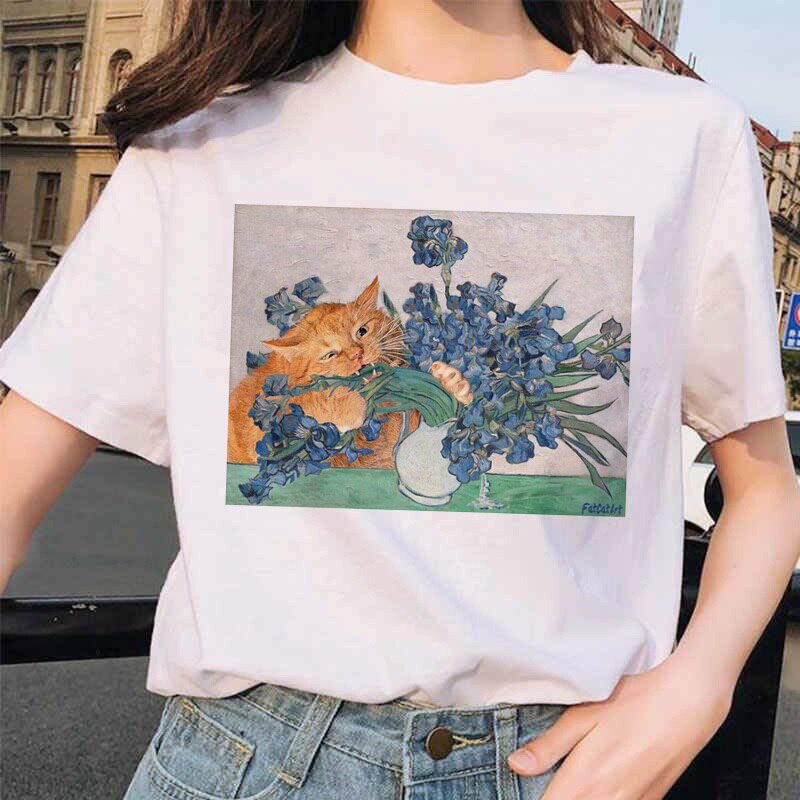 Van-Gogh-T-shirt-pour-femme-motif-humoristique-treillis-peinture-l-huile-imprim-d-contract-Harajuku