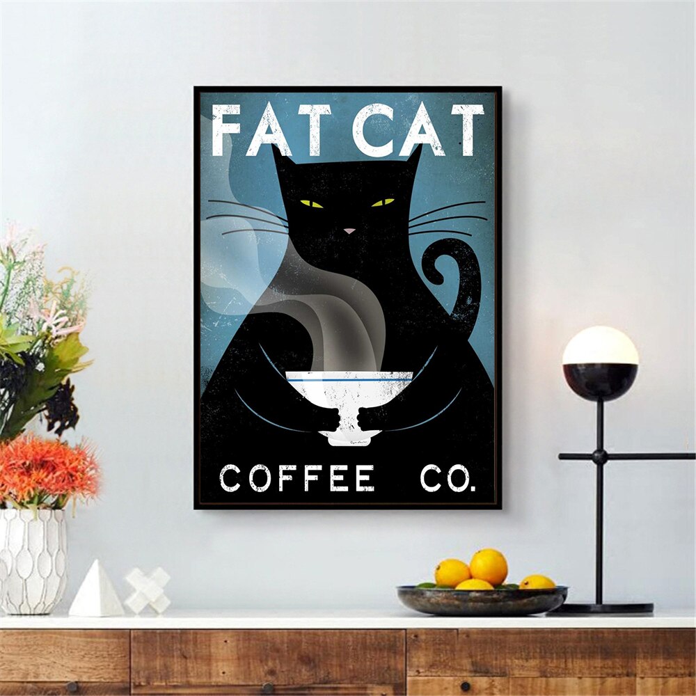 Mur-Art-Rerto-gros-chat-noir-chats-affiches-et-impressions-d-coration-murale-toile-photos-pour