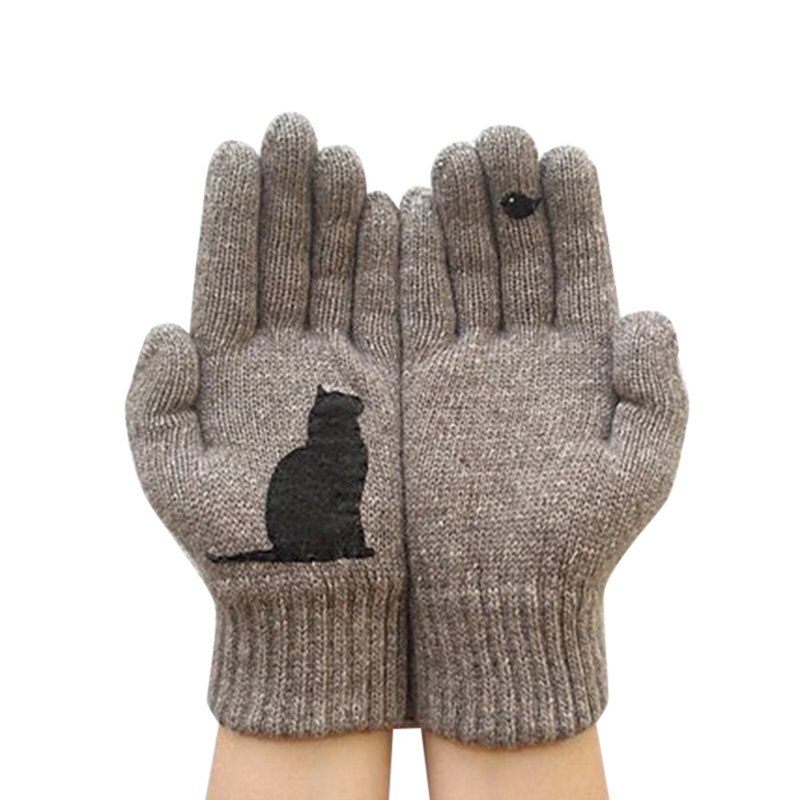 Livraison-directe-femmes-gants-dessin-anim-chat-oiseau-automne-hiver-gants-chauds-cachemire-pais-mignon-mode