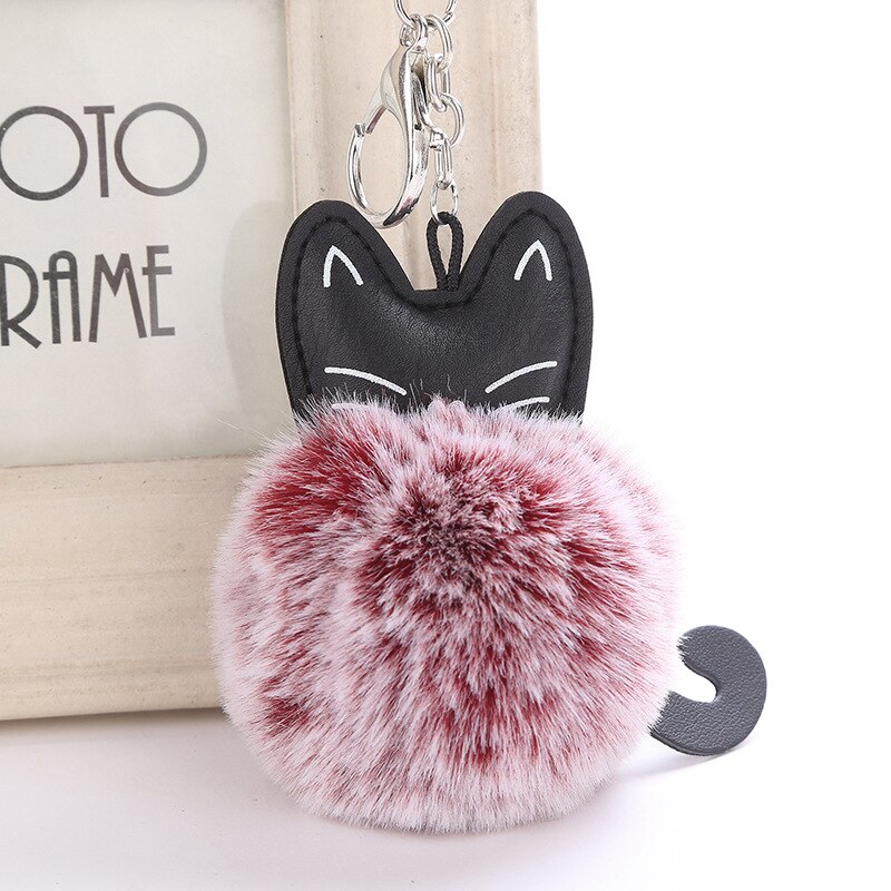 Porte-cl-s-en-fourrure-en-peluche-joli-chat-boule-de-fourrure-en-peluche-pompon-souple