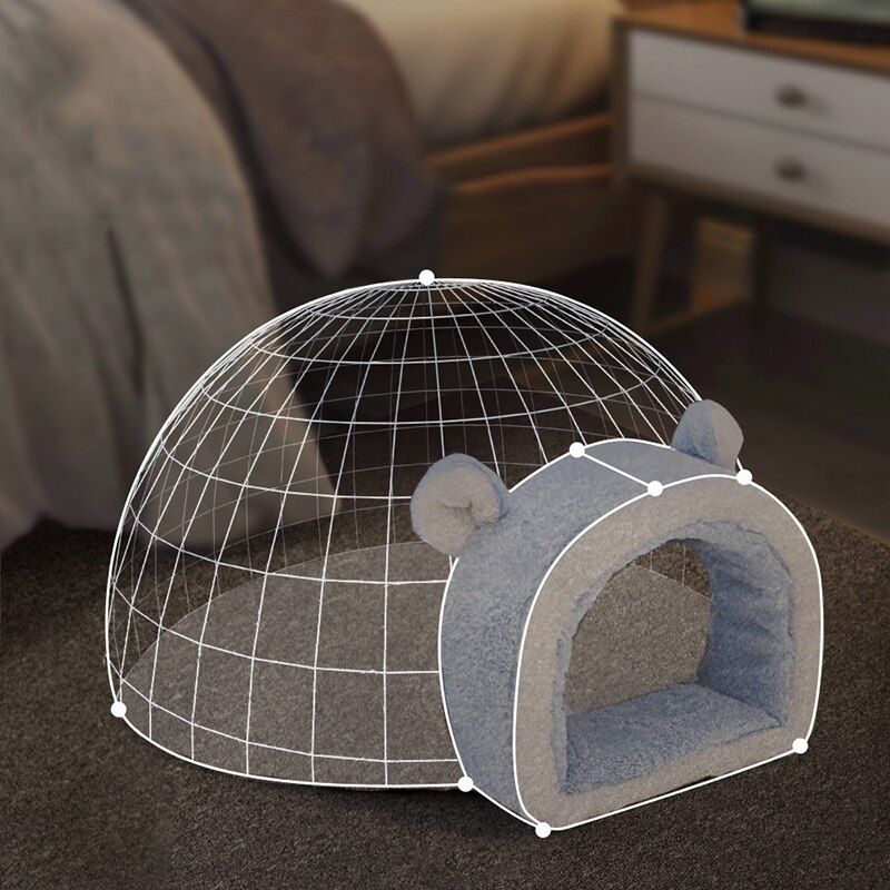 Hoopet-2-en-1-animal-de-compagnie-chat-Igloo-maison-chat-chiot-couverture-lit-chaud-grotte