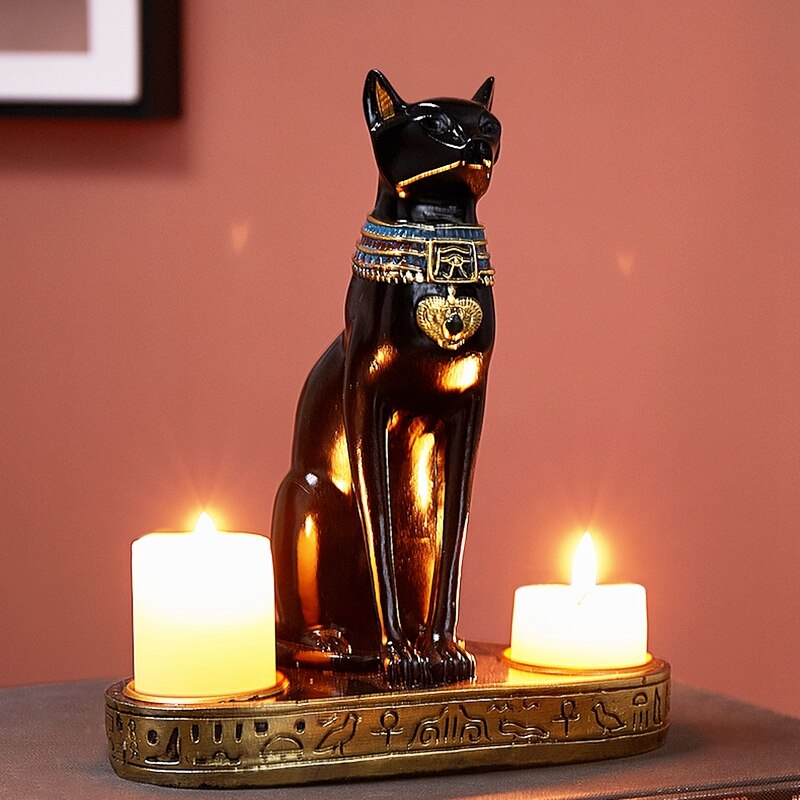 Statue-de-chat-gyptien-r-tro-en-r-sine-Figurine-de-d-esse-pour-la-maison