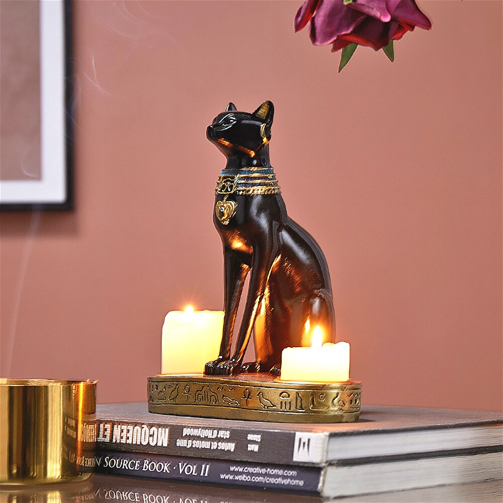Statue-de-chat-gyptien-r-tro-en-r-sine-Figurine-de-d-esse-pour-la-maison