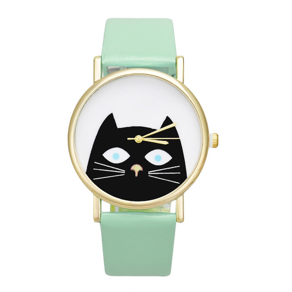 Montre-Quartz-pour-femmes-bracelet-en-cuir-motif-chat-d-contract-nouvelle-mode