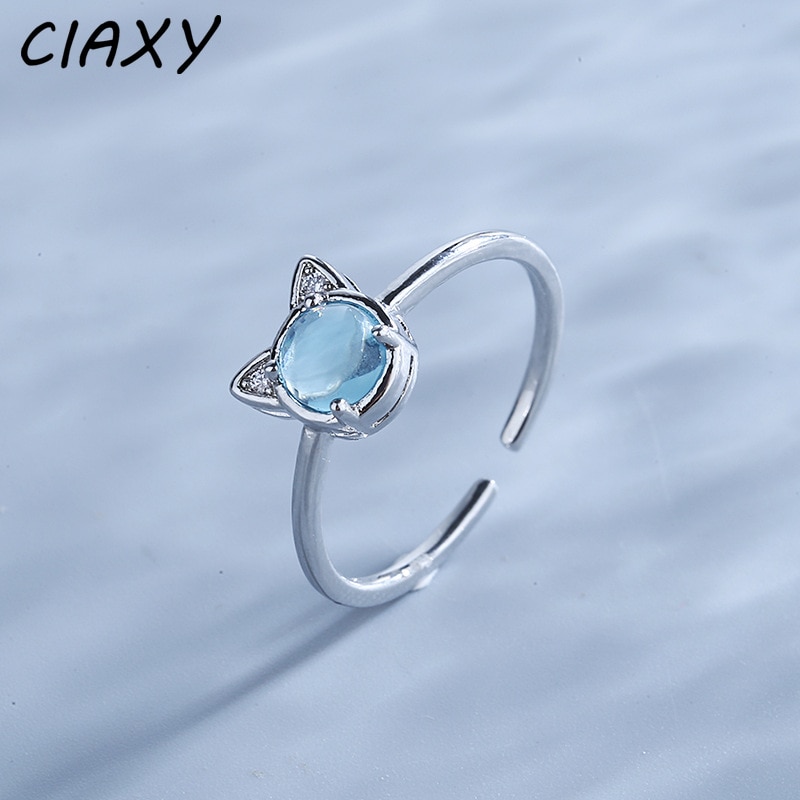 CIAXY-bague-il-de-chat-bleu-en-argent-Sterling-925-anneau-ouvert-personnalit-mignon-bijoux-cr