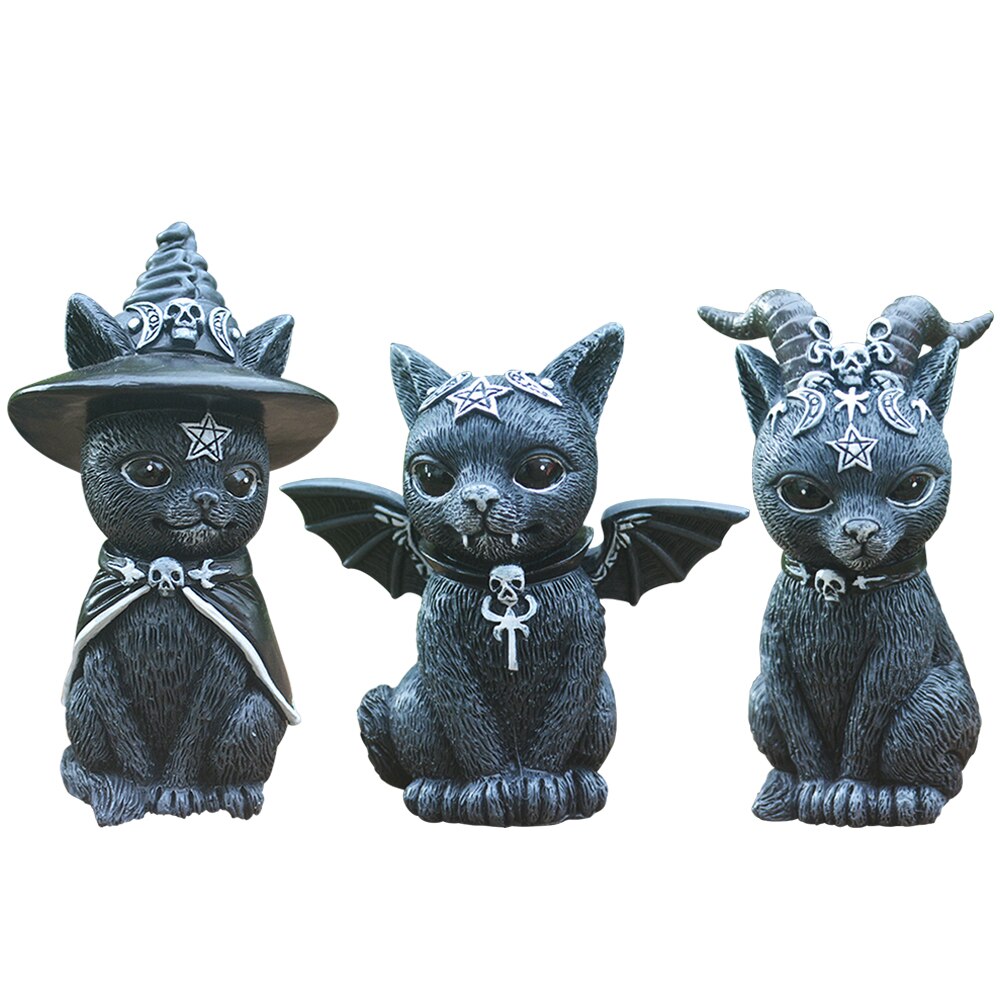 Sculpture-de-chat-noir-et-de-chat-noir-pour-Halloween-Figurine-de-Gnome-d-coration-de