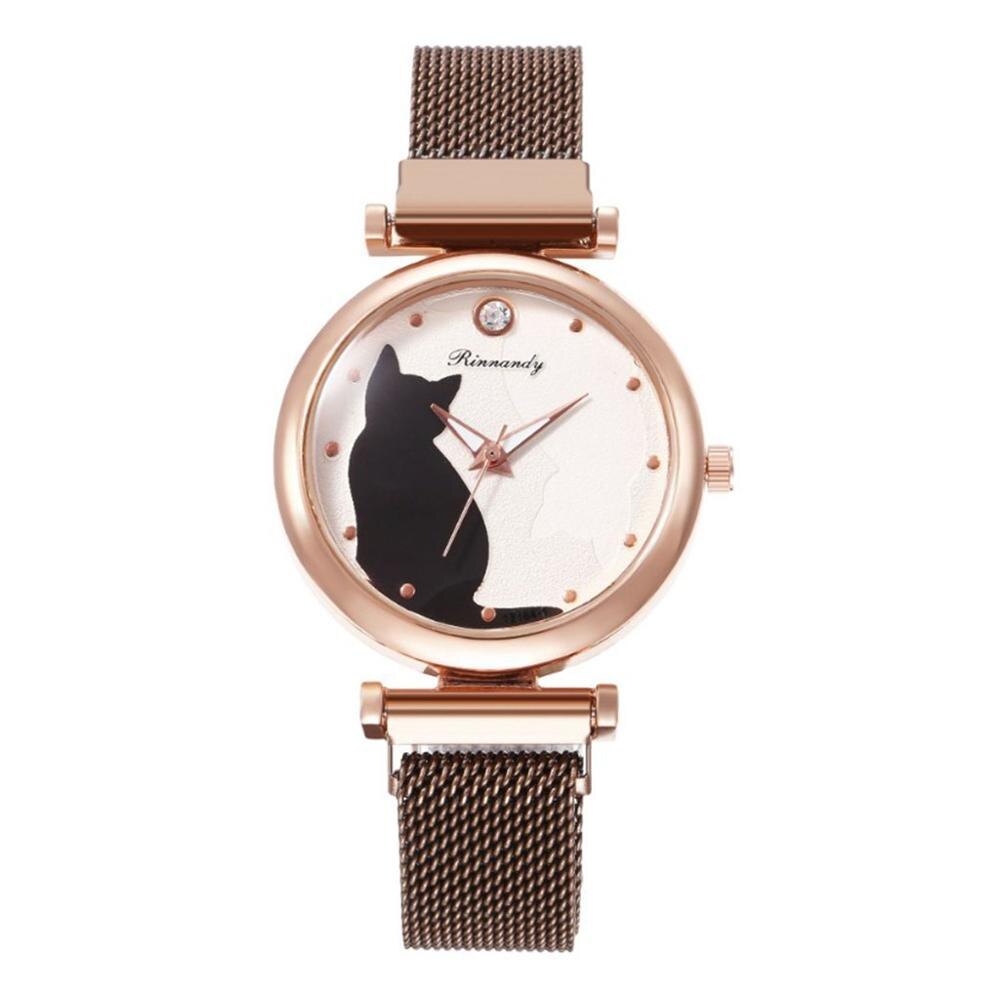 Montre-Bracelet-de-luxe-en-maille-d-acier-inoxydable-pour-femmes-noir-rouge-Orange-Quartz-horloge