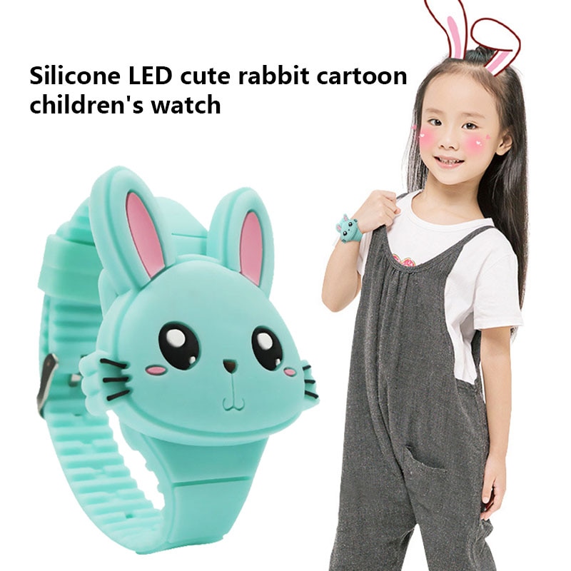 Montre-lectronique-3D-LED-pour-enfants-jouet-en-Silicone-montre-bracelet-chat-lapin-mignon-dessin-anim