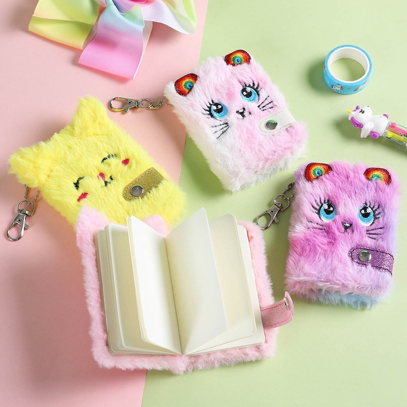 Carnet-de-notes-en-peluche-chat-mignon-pour-filles-Kawaii-pendentif-porte-cl-s-chats-fourrure