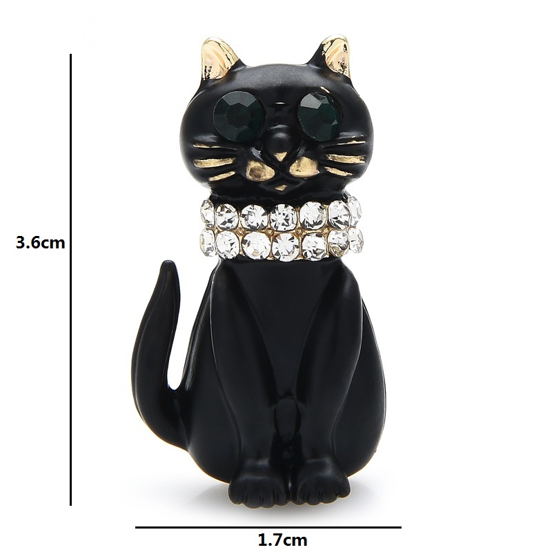 Wuli-baby-broche-chat-en-mail-noir-unisexe-mignon-strass-Animal-de-compagnie-assis-cadeau