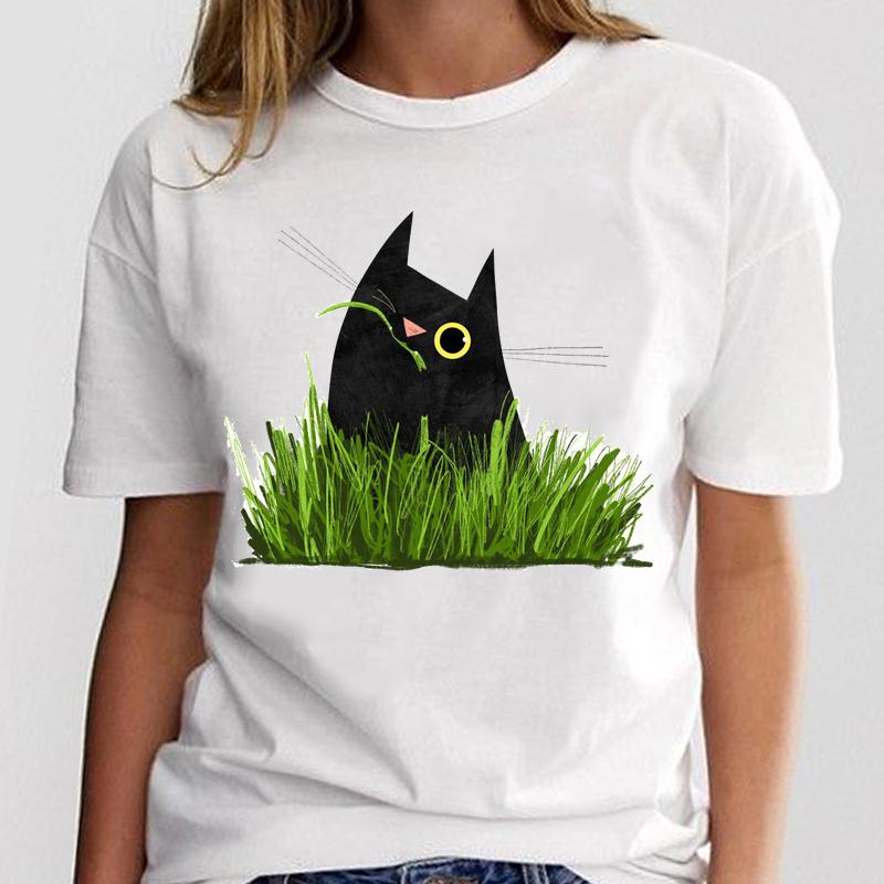 T-shirt-femme-imprim-graphique-mode-chat-amour-tendance-nouveau-Style-dessin-anim-Kawaii-v-tements