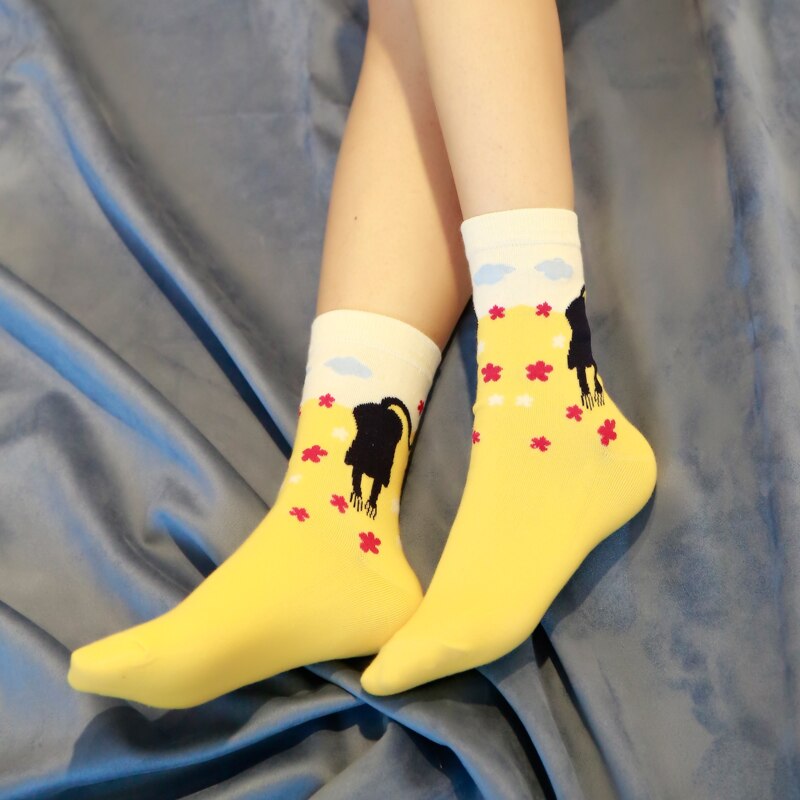Chaussettes-Tube-pour-femmes-nouvelle-collection-automne-et-hiver-Style-japonais-en-coton-la-mode