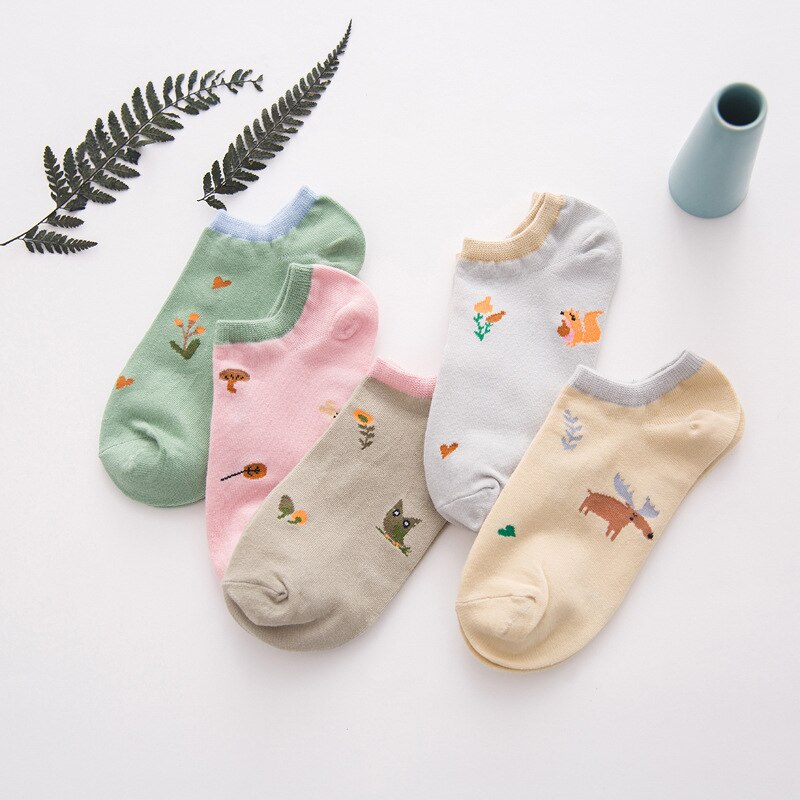 Chaussettes-de-cheville-en-coton-pour-femmes-5-paires-chaussettes-color-es-et-amusantes-avec-chat