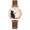 5-pi-ces-ensemble-femmes-montres-or-Rose-Bracelet-ensemble-motif-chat-noir-aimant-montre-dames