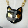 Acrylique-noir-or-couleur-chat-t-te-lien-cha-ne-collier-pour-femmes-filles-Vintage-animaux