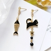 Boucles-d-oreilles-asym-triques-en-or-toiles-noires-en-forme-d-os-de-chat-populaire