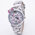 Montre-bracelet-en-cuir-rose-pour-enfants-et-femmes-jolie-montre-Quartz-avec-chat-de-dessin