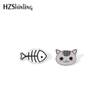 2019-nouveau-chat-blanc-noir-acrylique-boucle-d-oreille-chat-et-le-poisson-accessoire-boucle-d