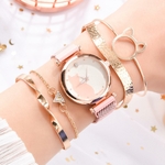 5-pi-ces-ensemble-femmes-montres-or-Rose-Bracelet-ensemble-motif-chat-noir-aimant-montre-dames