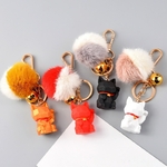 Mignon-g-om-trie-gras-chat-porte-cl-s-moelleux-pompon-Animal-sac-chaton-pendentif-voiture