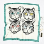 Femmes-soie-imprim-Foulard-dessin-anim-chat-carr-charpe-pour-femme-fille-mignon-t-te-charpe