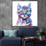Toile-d-aquarelle-de-chats-Tableau-Art-mural-pour-salon-chambre-coucher-affiches-et-imprim-s