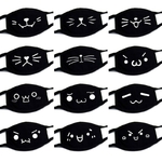Noir-unisexe-dessin-anim-chat-dr-le-Expression-masque-facial-coton-respirant-bouche-masque-Anti-poussi