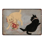 Plaque-en-tain-chat-samoura-japonais-Chat-tatouage-Shabby-Chic-Plaque-Pet-Art-mural-Vintage-d