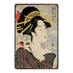 Plaque-en-tain-chat-samoura-japonais-Chat-tatouage-Shabby-Chic-Plaque-Pet-Art-mural-Vintage-d