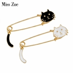 Miss-Zoe-broche-queue-de-chaton-en-m-tal-dessin-anim-mignon-chat-noir-et-blanc
