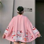Manteau-japonais-Harajuku-pour-femme-Kimono-manches-amples-manteau-fin-d-t-imprim-chats-porte-bonheur