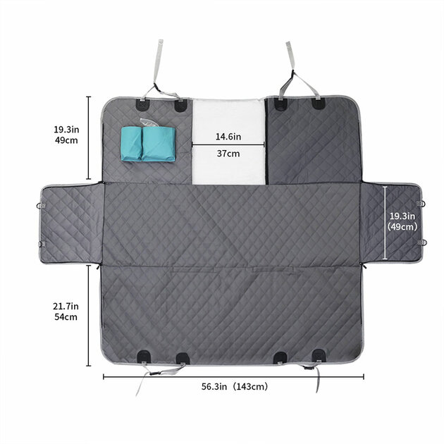 Couverture Imperméable Housse De Siège Voiture Pour Chien Itian - Imperméable 52x100cm - Gris Avec Ceinture De Sécurité Coprisedile Auto Per Cani