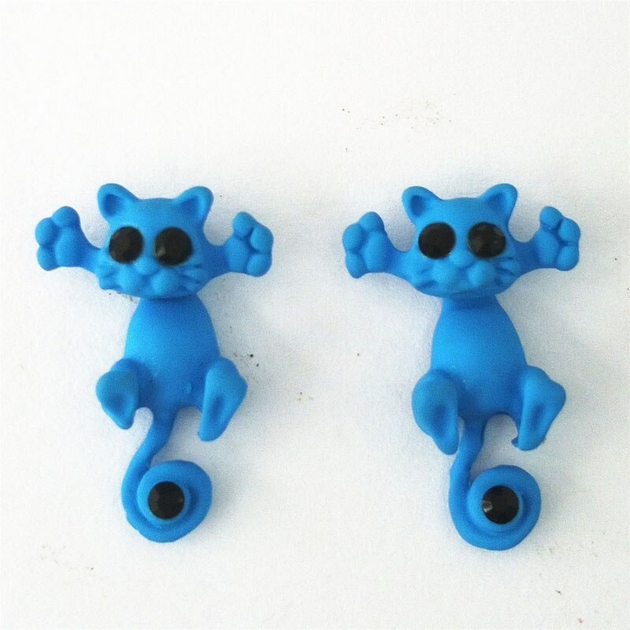 Boucles d'oreilles originales en nacre Cercles bleus et Rouges