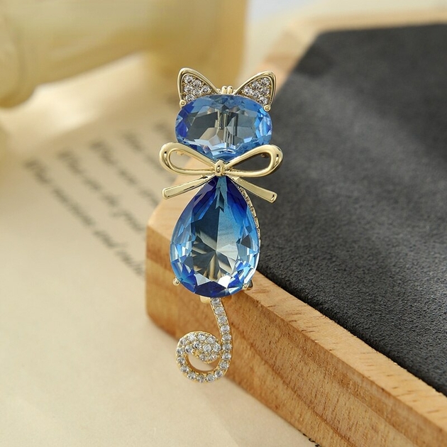 WEVENI Alliage éLéGant Chat Broche Émail Pin Chaton Épingles éCharpe  Costume Accessoires pour les Femme Dame Fille Cadeau de FêTe (Bleu) :  : Mode