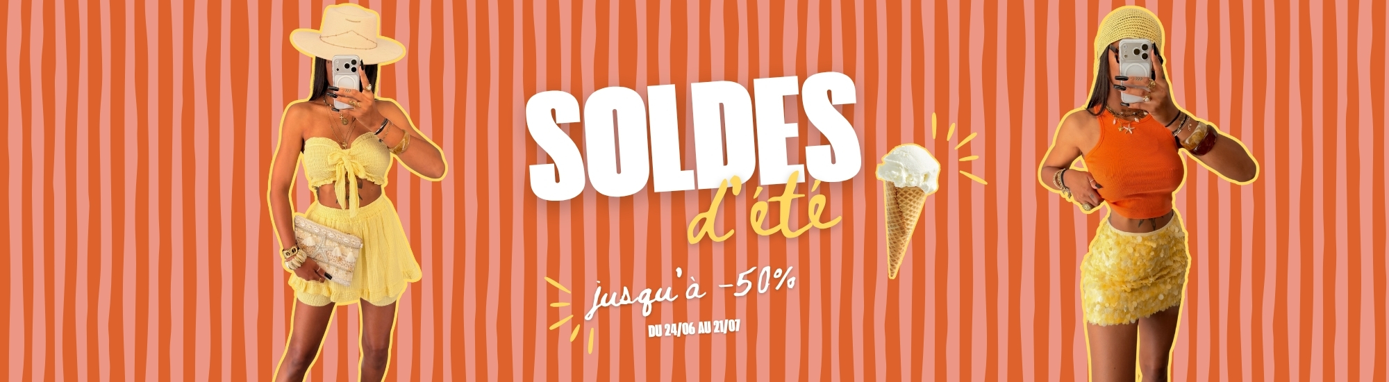 publication instagram offre glace illustre moderne orange et blanc
