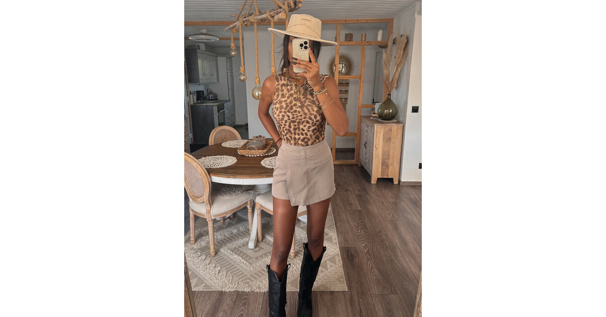 Mini-jupe Short Promod Couleur Taupe Taille 36 - Longueur 40 Cm, Coton, Occasion Très Bon état