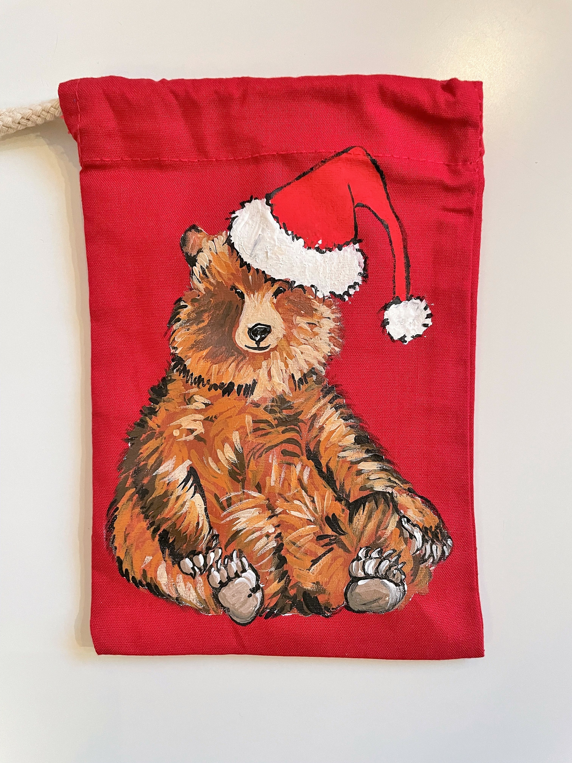 pochon ours de noël rouge (4)