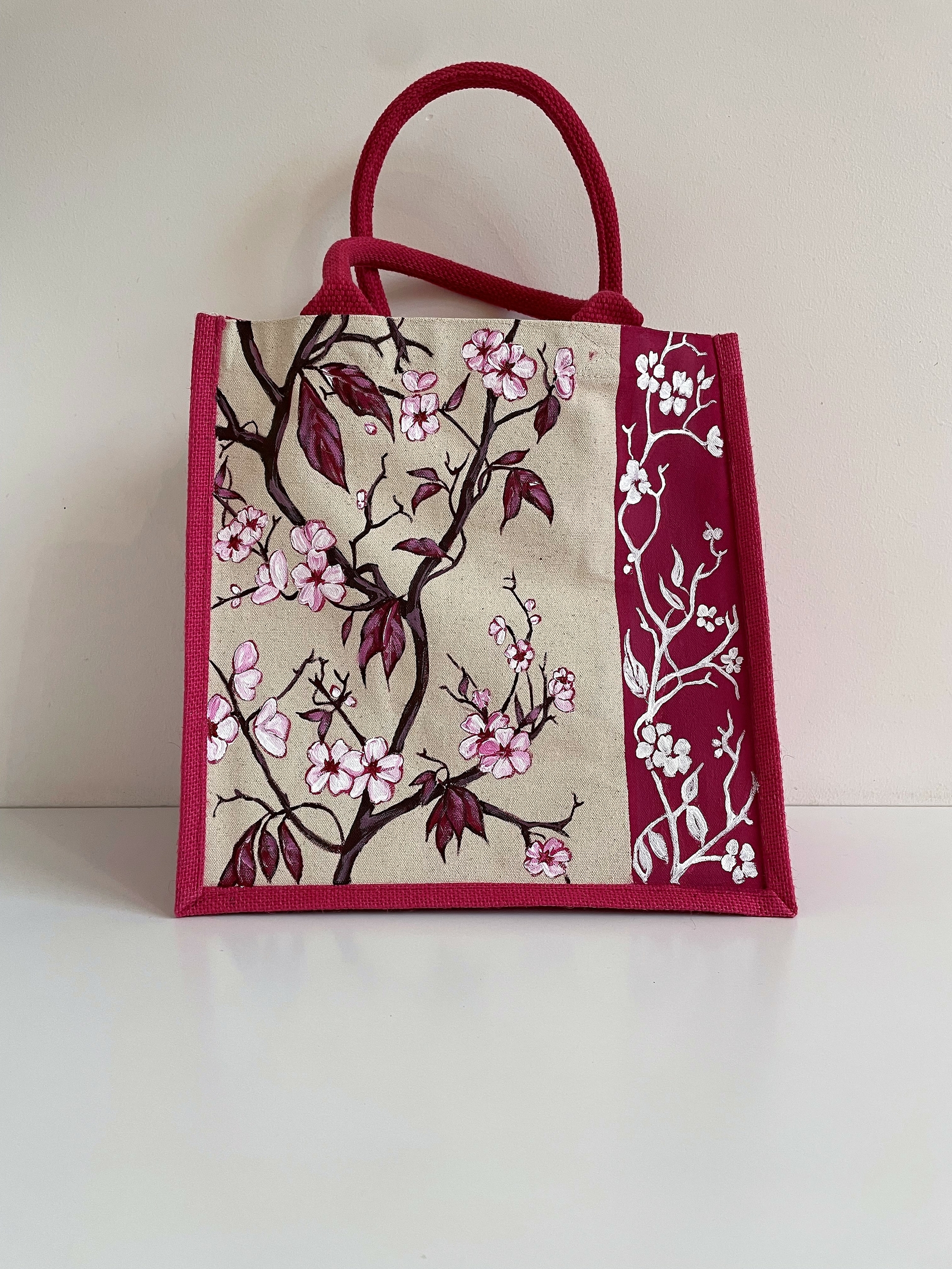 sac jute coton rose cherry blossom (3)