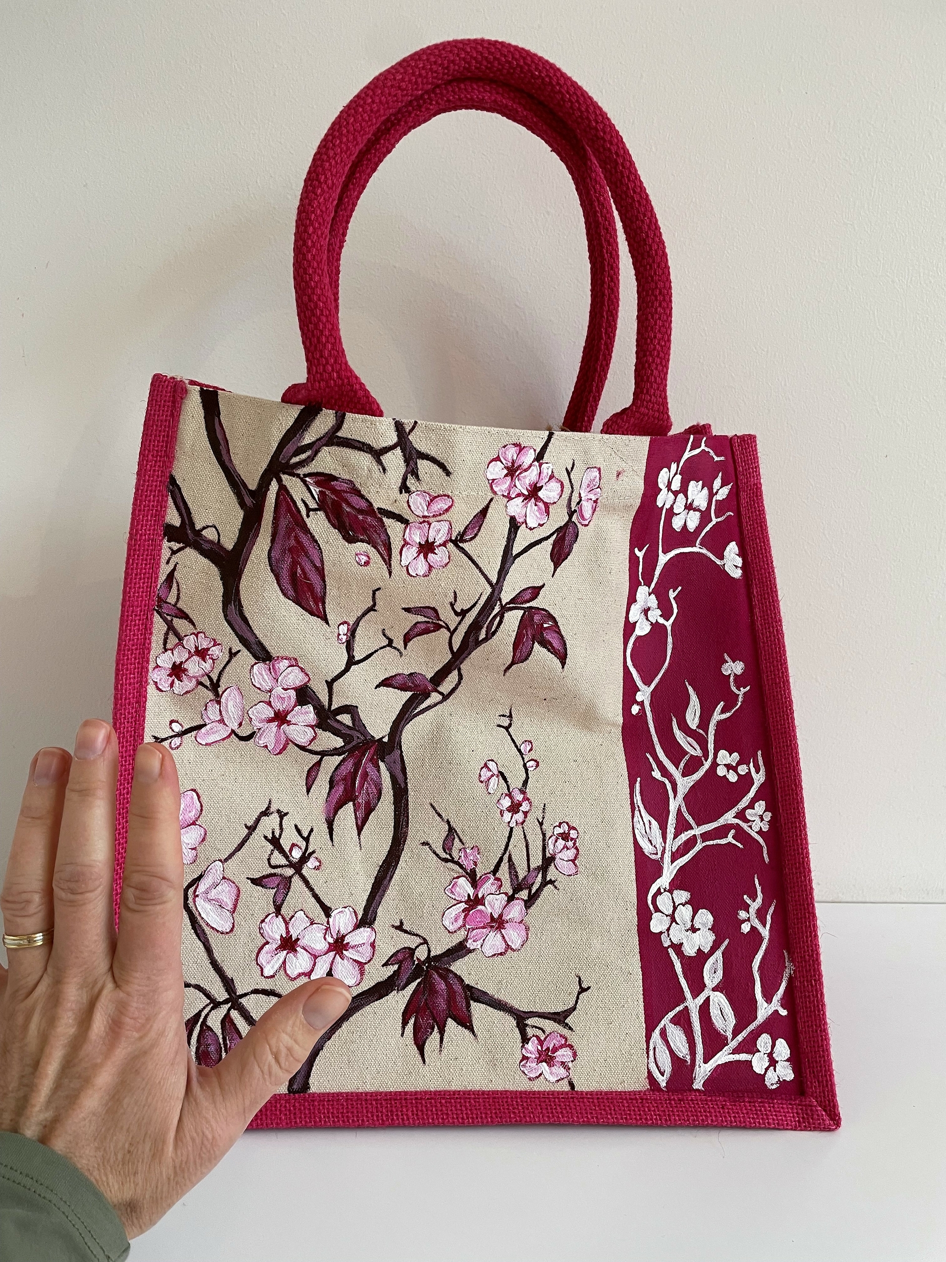 sac jute coton rose cherry blossom (7)