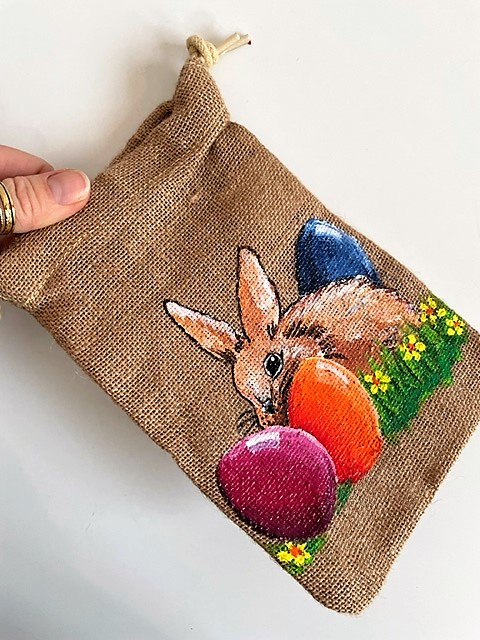 Pochon de Pâques mon lapin en jute