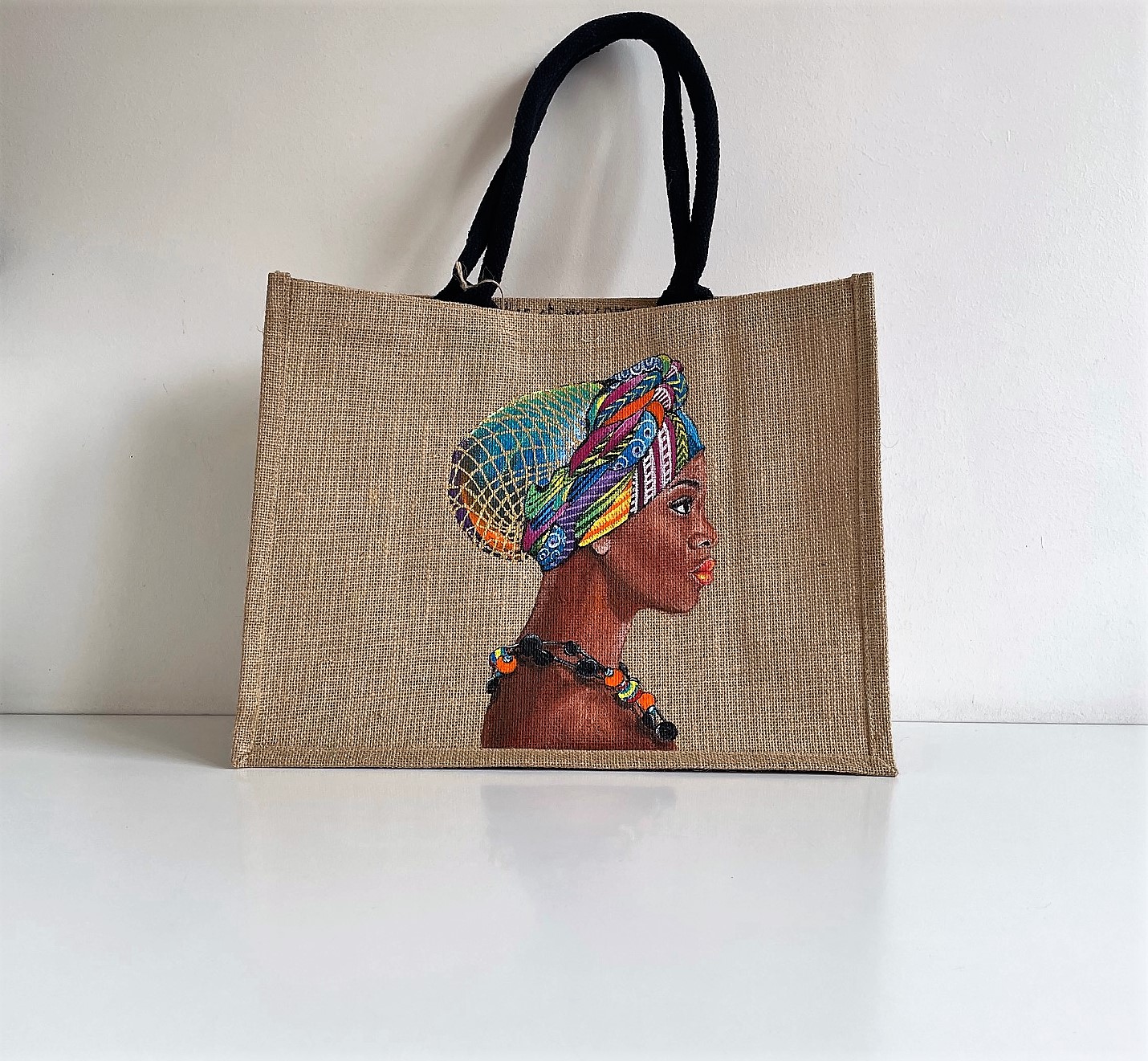 Sac jute XL africaine au collier (5)