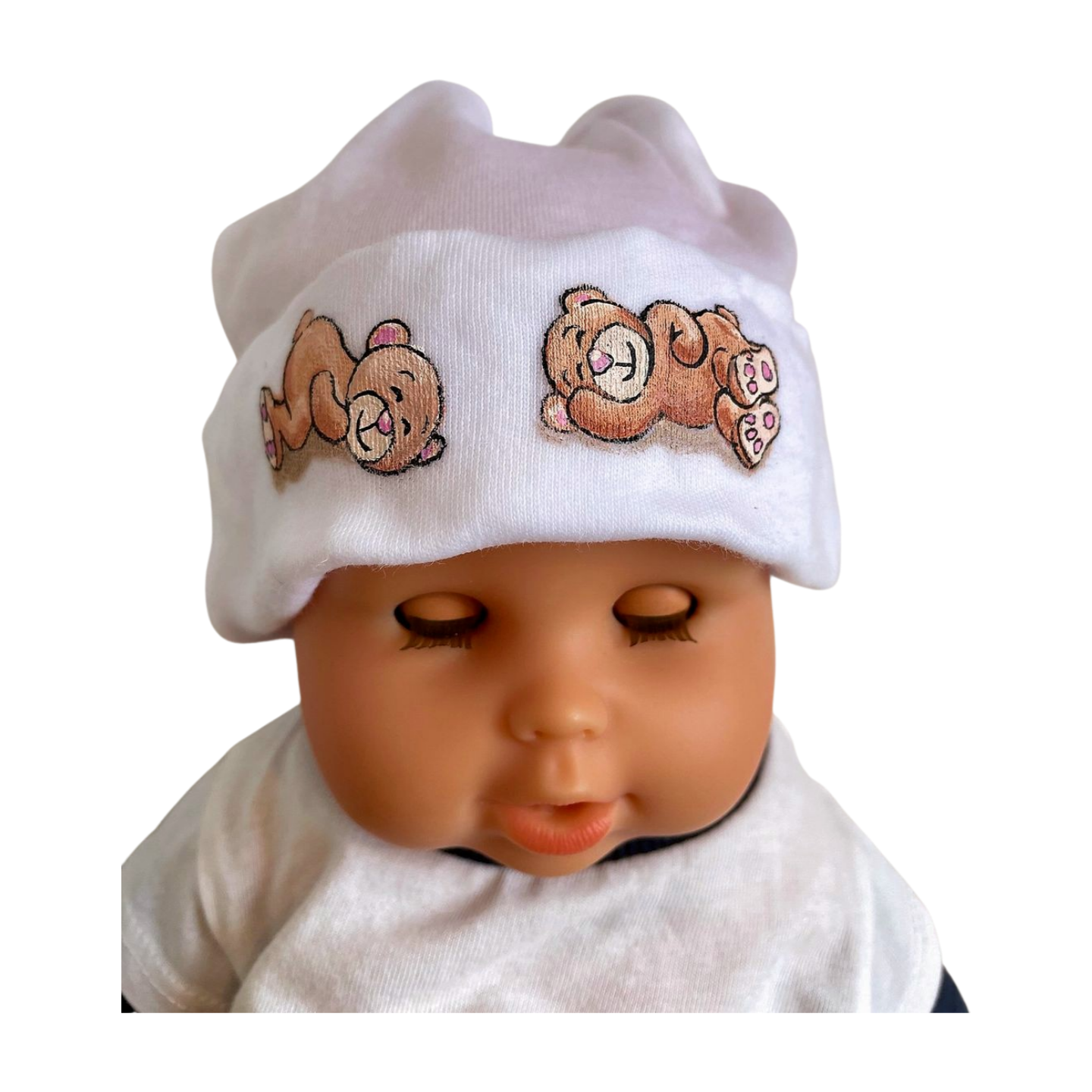 Bonnet naissance peint à la main par Elles et No.