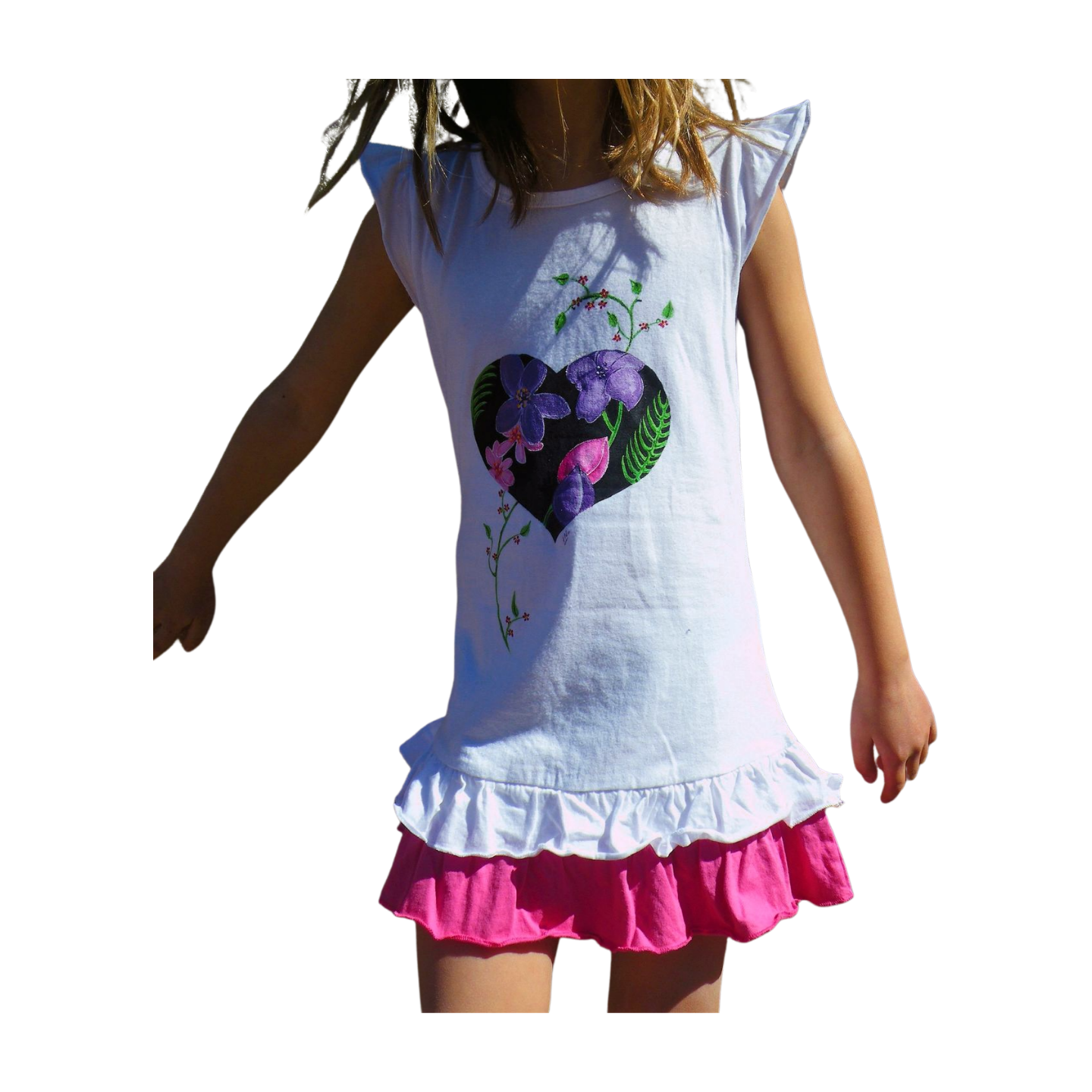 Robe pour fille avec coeur peint à la main par Elles et No.