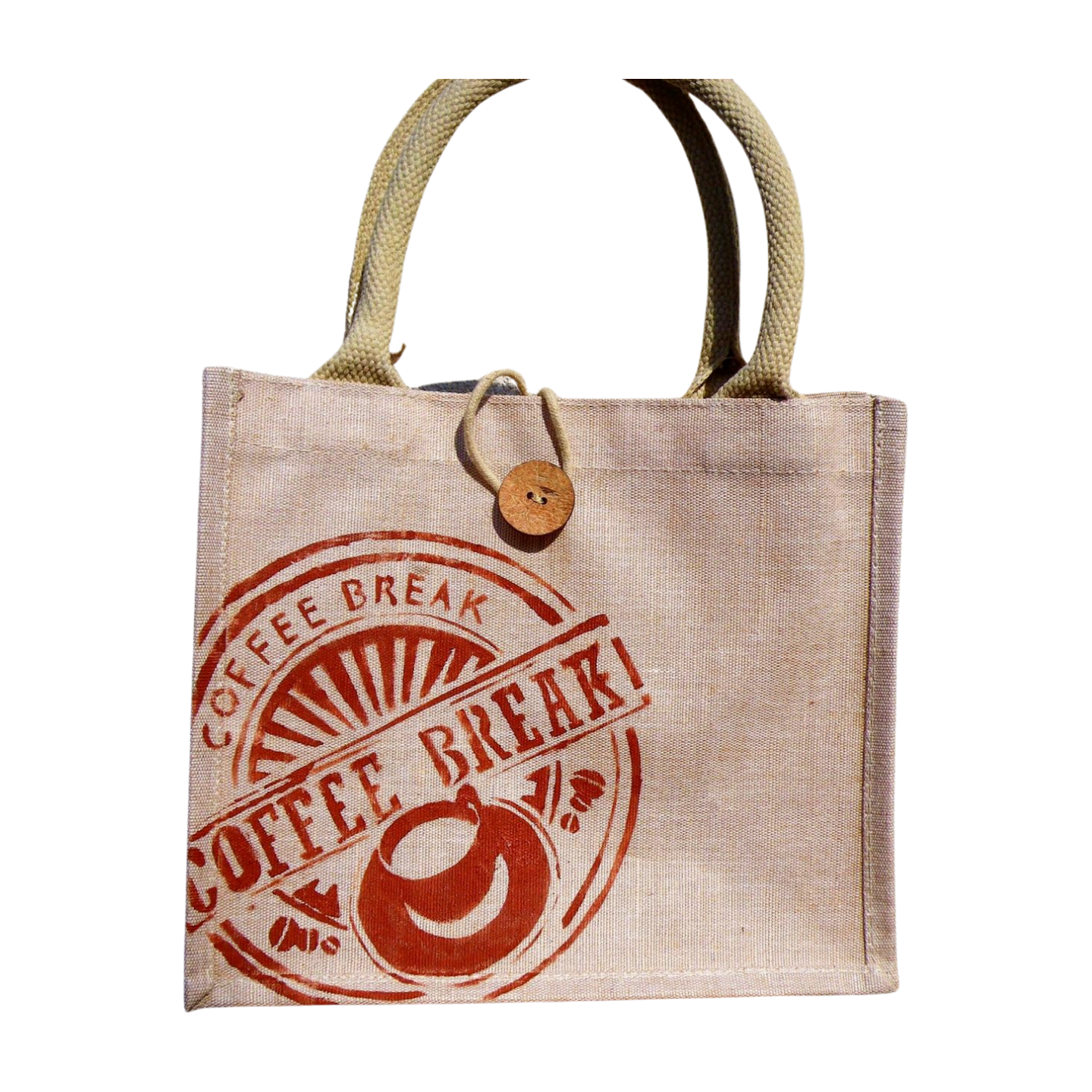 Sac en coton avec message "coffee breack peint à la main par Elles et No.