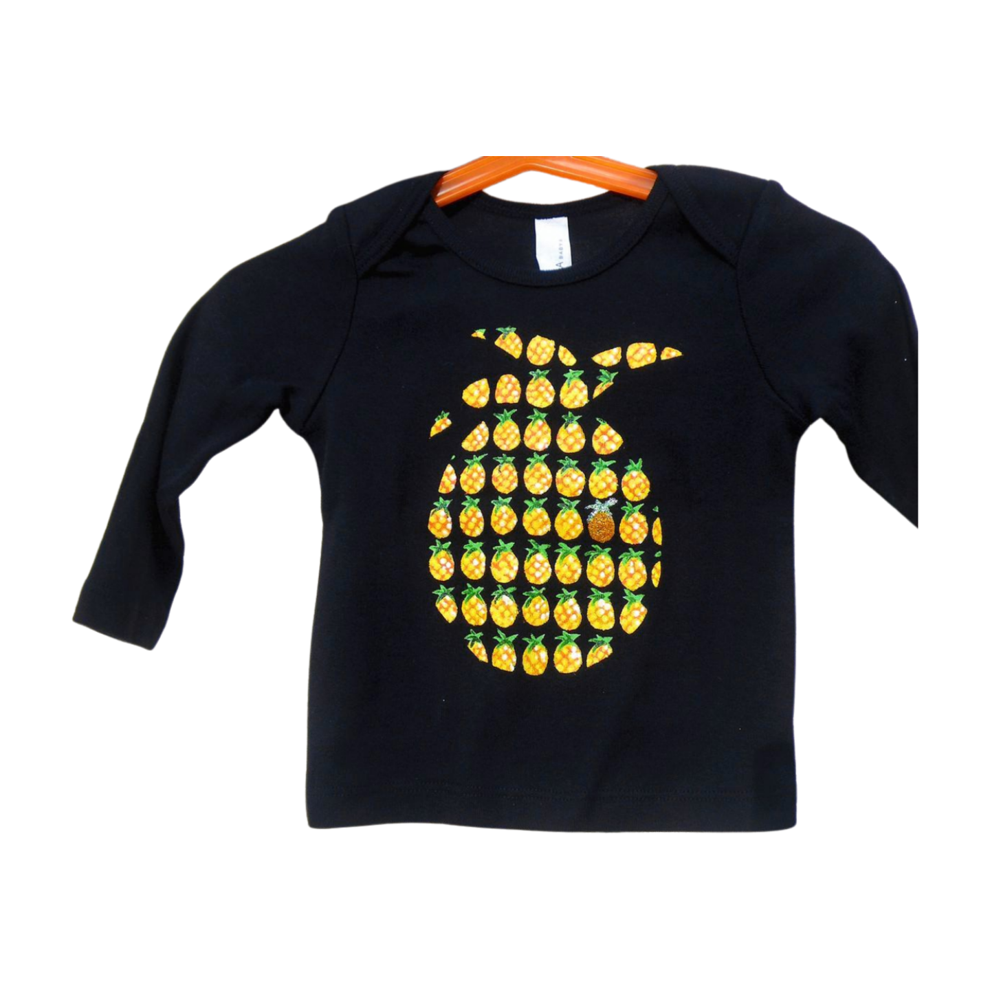 T-shirt BB noir avec ananas stylisé peint main