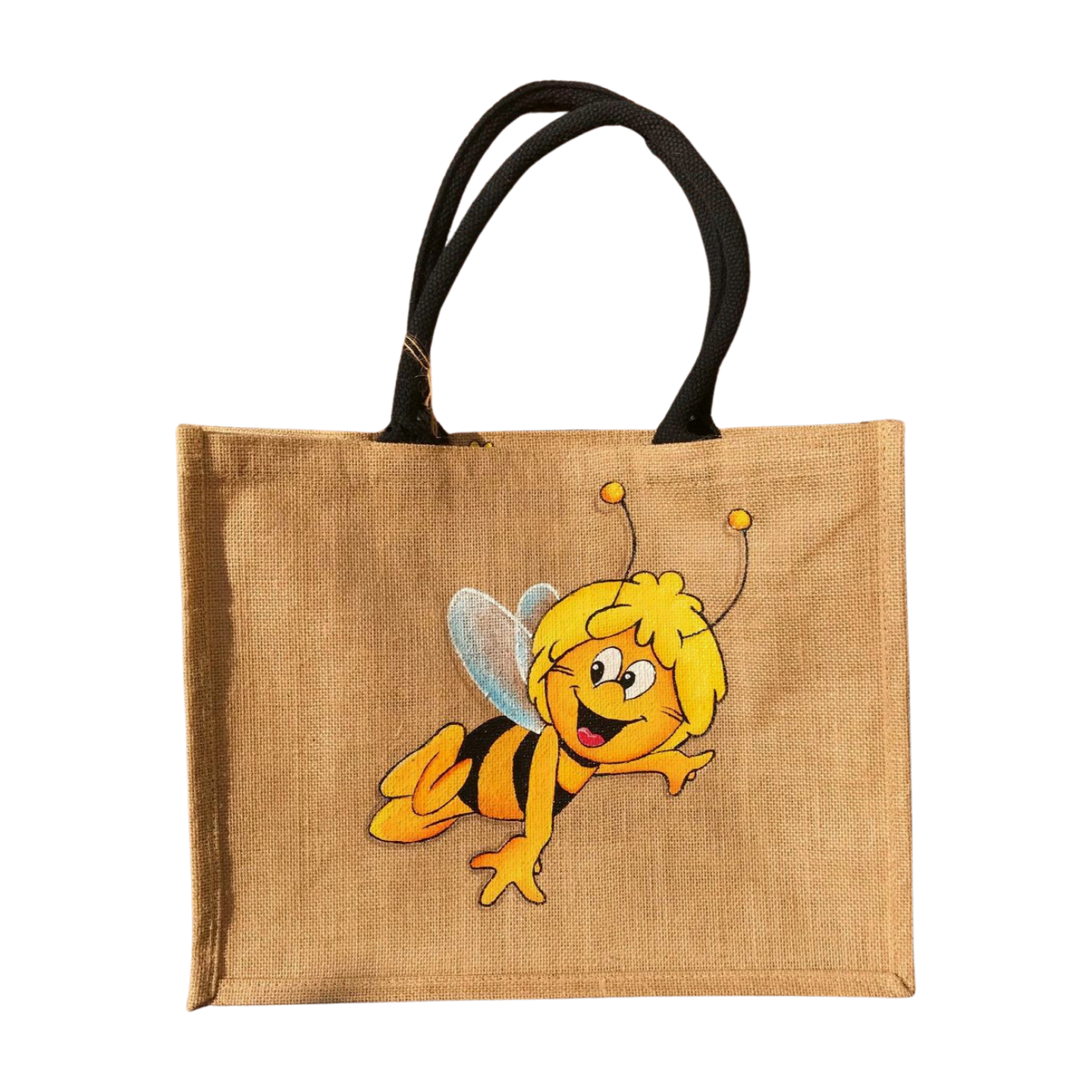 sac en jute personnalisé  avec Maya labeille peinte à main par Elles et No.